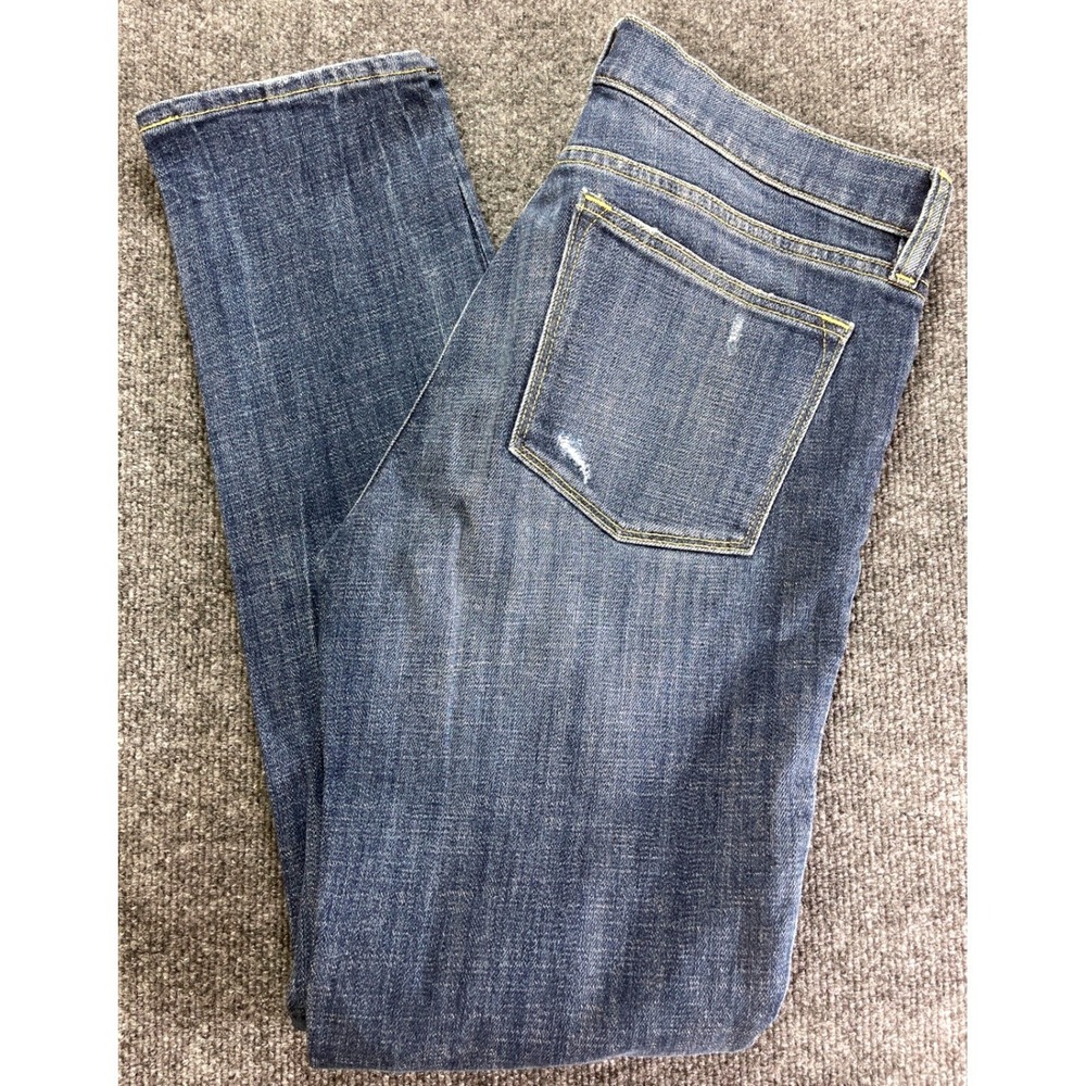 J.Crew Womens Stretch Denim Jeans Size 28 Ripped Distressed Dark Wash Casual‎